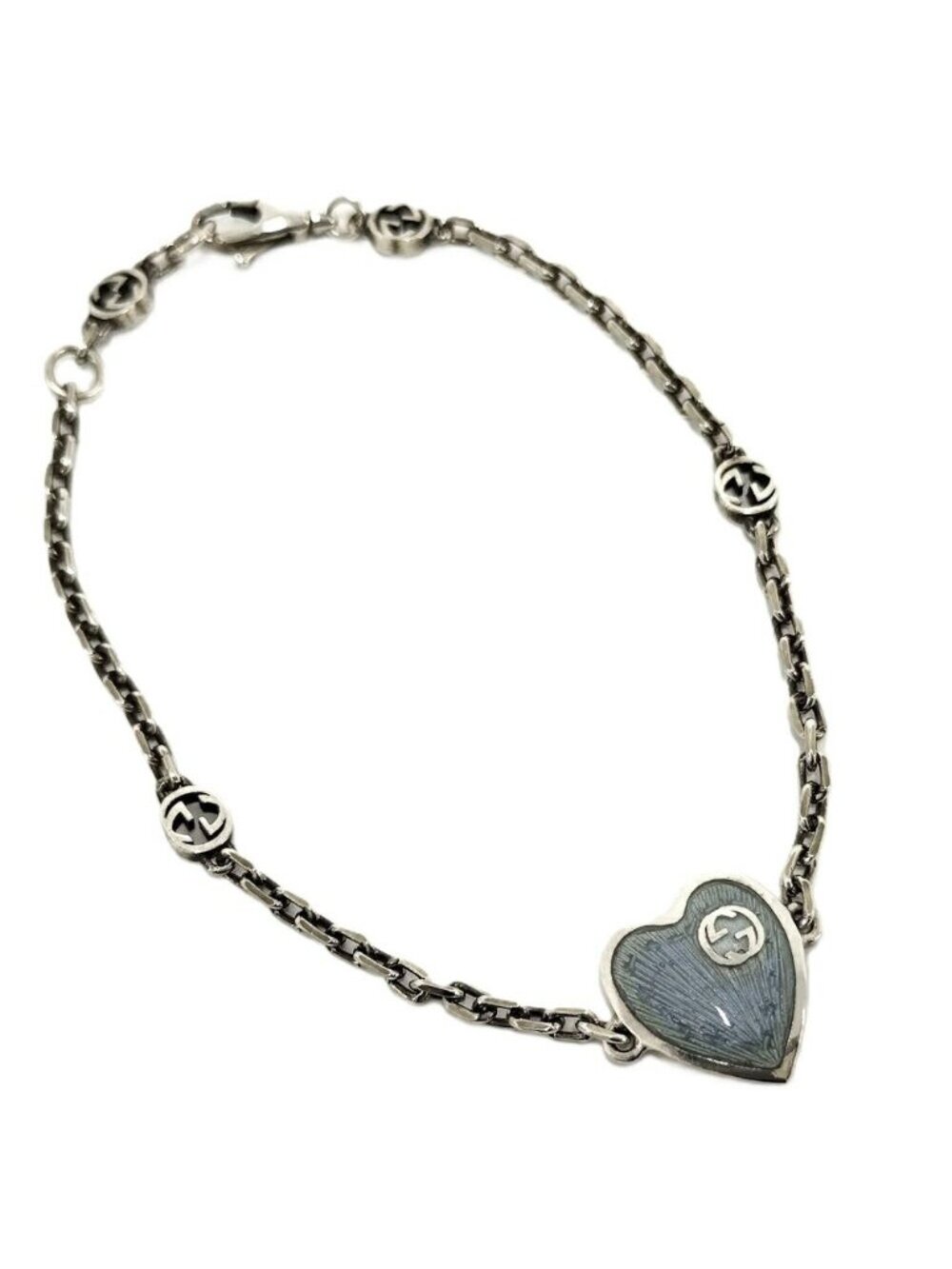Gucci Interlocking Bracelet Silver Blue